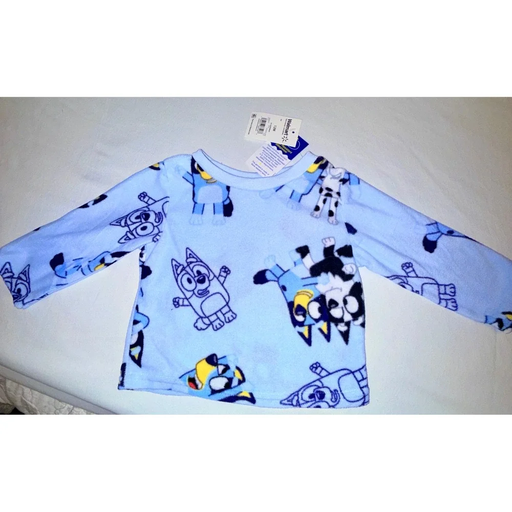 Bluey Pajama Set Infants 12M Blue New Fleece Long Sleeve 2pc‎ Sleepwear